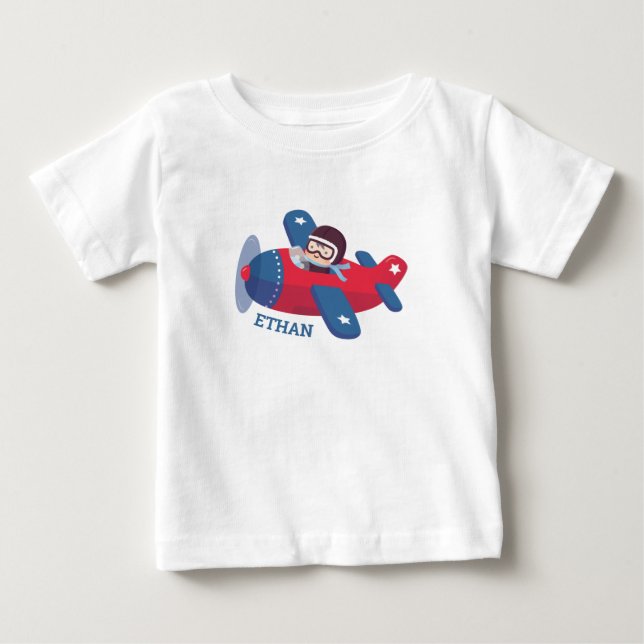 Söt flygare pilot Flygplan Personlig T Shirt (Framsida)