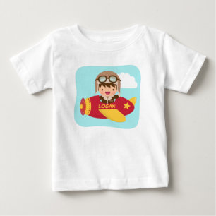Söt flygare pojke flygplan för baby pojkar t-shirt