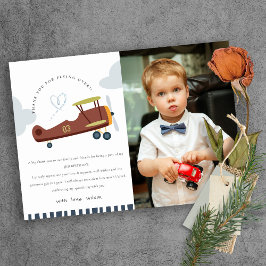 Söt Flygplansmoln Hjärtan Barn Foto Födelsedag Tack Kort