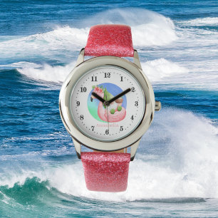 Söt flytande strandgnom flamingo flyter armbandsur