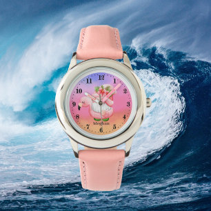 Söt flytande strandgnom flamingo flyter  armbandsur