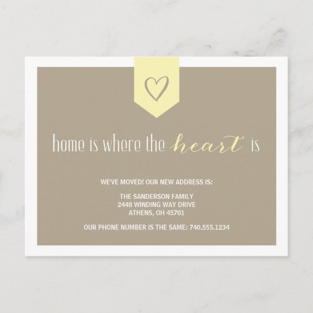 Söt flyttanmälan meddelande vykort (Framsida)