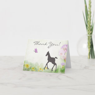 Söt Foal and Butterfly Horse - tackkort