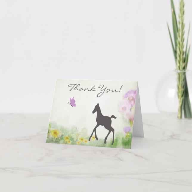 Söt Foal and Butterfly Horse - tackkort (Framsida)