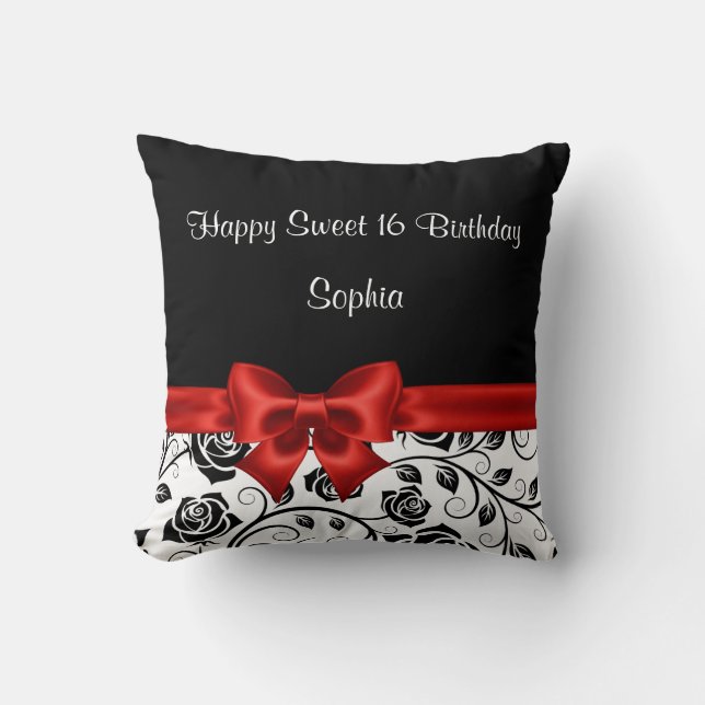 Söt födelsedag 16 kudder monogramen kudde (Framsida)