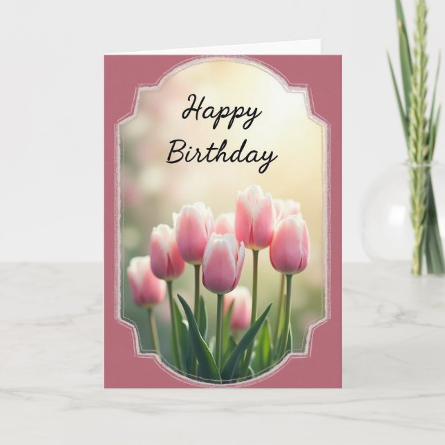Söt födelsedag Tulpan Blommar Kort (Framsida)