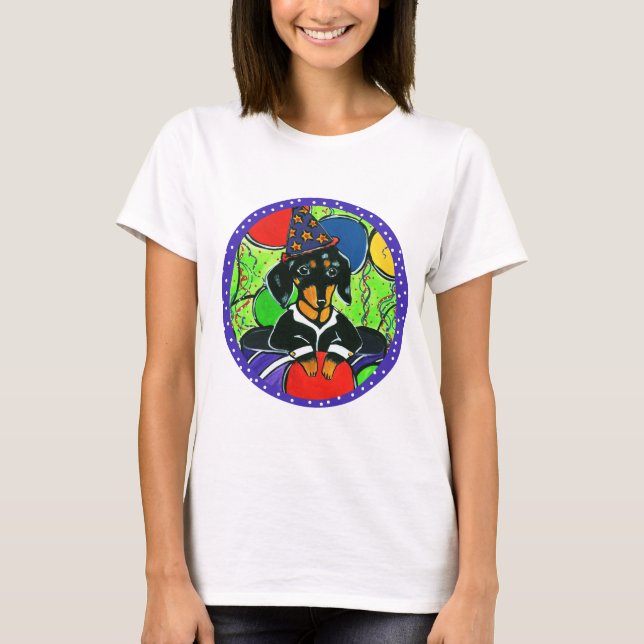 Söt födelsedags-dachshund tee (Framsida)