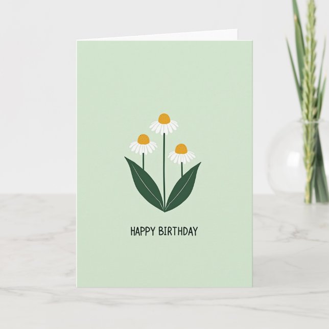 Söt födelsedags mintgrön blomsterkort kort (Framsida)