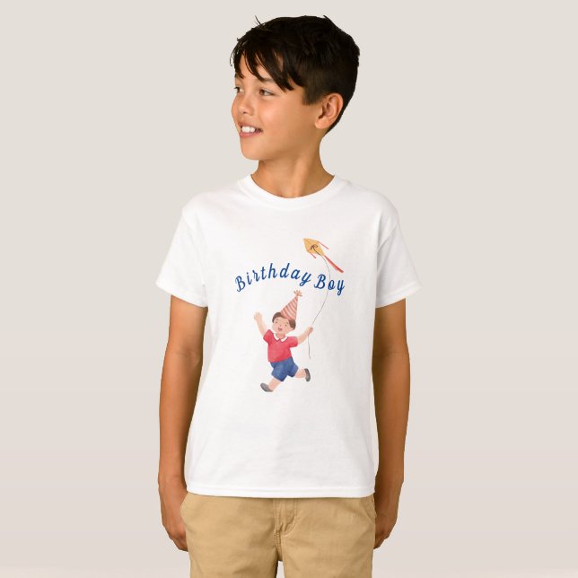Söt födelsedags T-shirt för pojkar med drake (Hel framsida)
