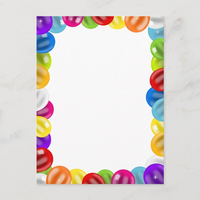 Söt födelsedagsballongskant i färg vykort (Framsida)