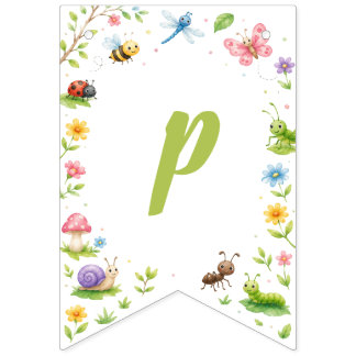 Söt födelsedagsbanner med insekter vimplar