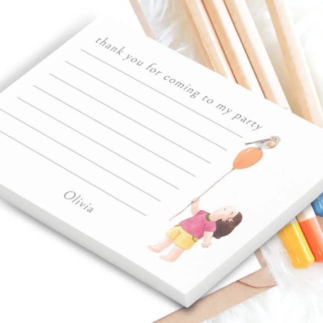 Söt Födelsedagsbarn Flicka Ballong Tack Party Post-it Block (Skapare uppladdad)