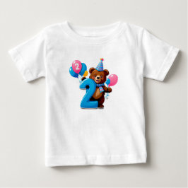 Söt födelsedagsbjörn med födelsedagsfesthatt och b t shirt