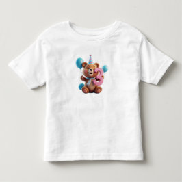Söt födelsedagsbjörn med födelsedagshatt och ballo t shirt