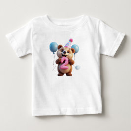 Söt födelsedagsbjörn med födelsedagshatt och ballo t shirt