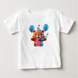 Söt födelsedagsbjörn med födelsedagshatt och ballo t shirt