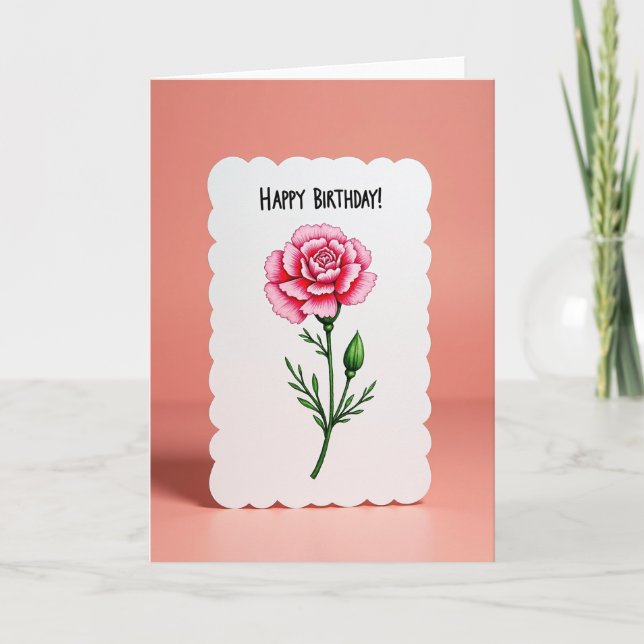 Söt födelsedagsblomma i rosa kort (Framsida)