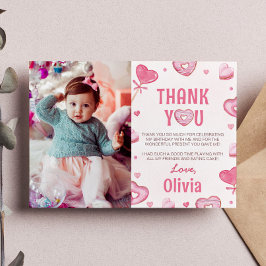 Söt födelsedagsfirande fototackkort tack kort