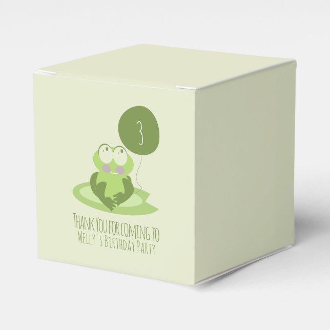 Söt födelsedagsgroda grön ballong tack   presentaskar (Framsidan Sidan)