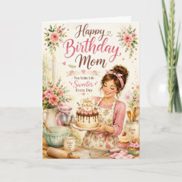 Söt födelsedagskort för mamma med blomsterkit för kort