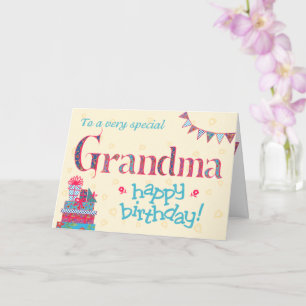 Söt födelsedagskort för mormor, bunt, gåvor kort