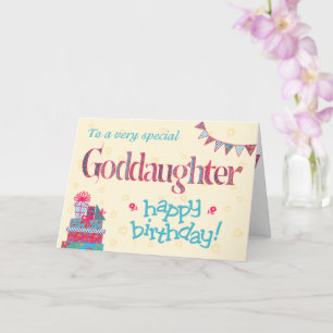 Söt födelsedagskort Goddotter, Bunting, Gåvor Kort