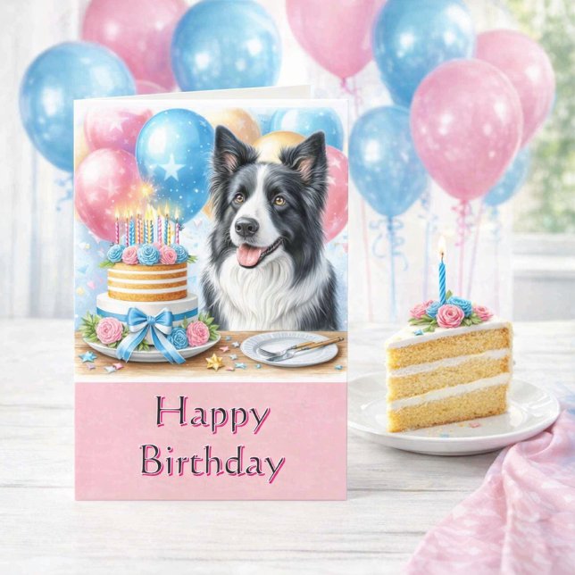 Söt födelsedagskort med Border Collie Kort (Skapare uppladdad)
