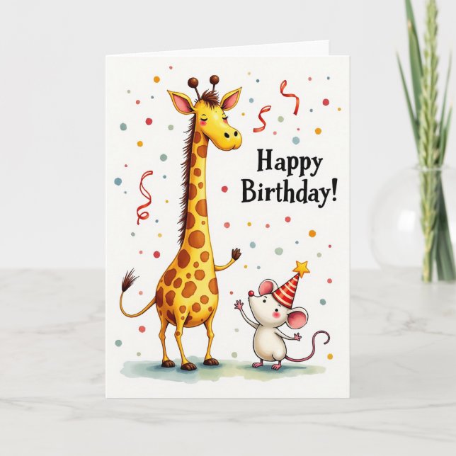 Söt födelsedagskort med giraff kort (Framsida)