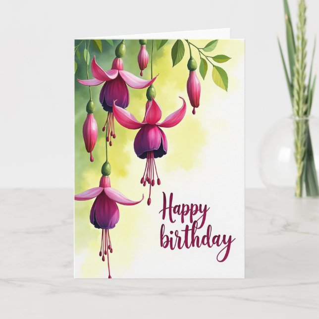 Söt födelsedagskort med klockformade blommor kort (Framsida)