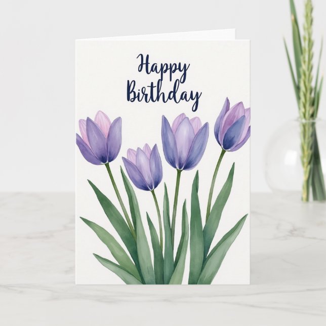 Söt födelsedagskort med violblomning kort (Framsida)