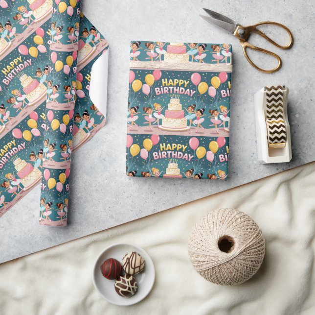 Söt födelsedagstema för ballerina presentpapper (Hantverk)