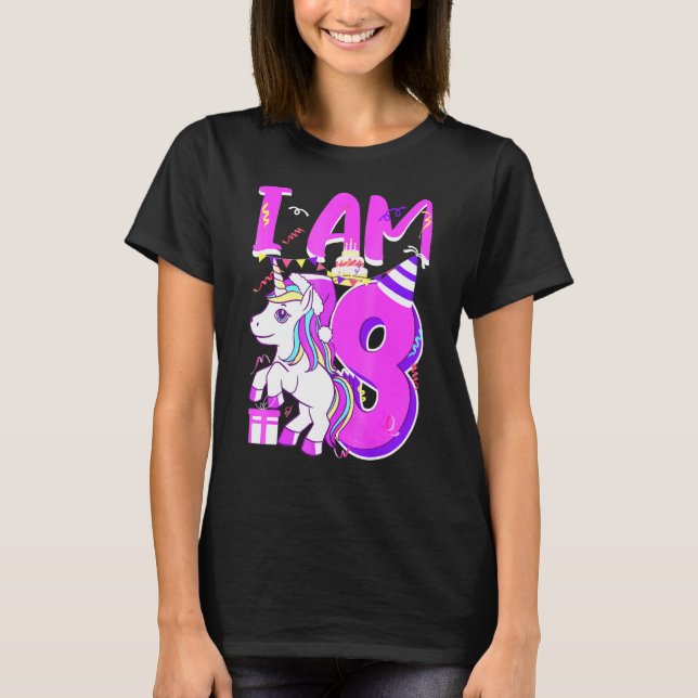 Söt födelsedagstopp för 8-årig flickklänning t shirt (Framsida)