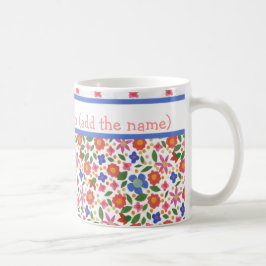 Söt Folk Art Stil Blommigt om vit kaffe i Mugg