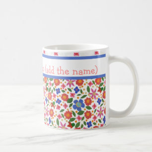Söt Folk Art Stil Blommigt om vit kaffe i Mugg