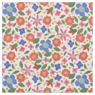 Söt FolkArt Stil Blommigt Fabric som ska anpassas Tyg