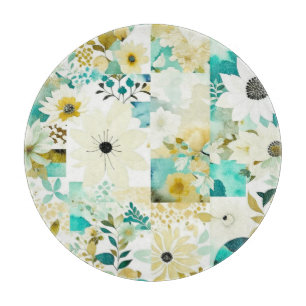 Söt FolkArt White och Turcoise Flowers