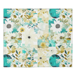 Söt FolkArt White och Turcoise Flowers