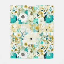 Söt FolkArt White och Turcoise Flowers