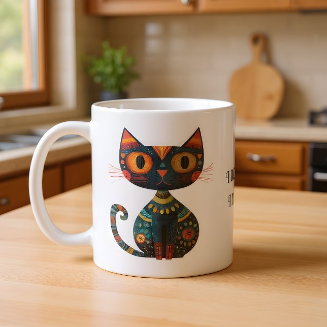 Söt folkkonst katt "Jag fäller inte hår. Jag dekor Kaffemugg (Skapare uppladdad)