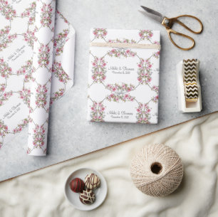 Söt för Blommigt Bröllop Namn Elegant rosa  Presentpapper