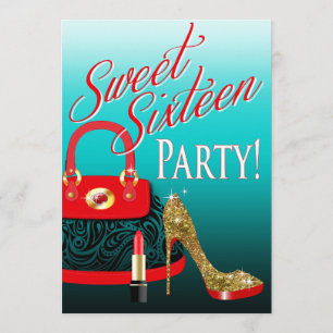 Söt för glitterstilett för 16 party handväska & inbjudningar