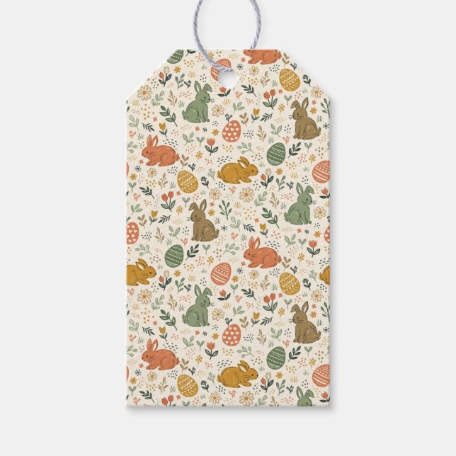 Söt för hand ritad vårkanin presentkort presentetikett (Framsidan)