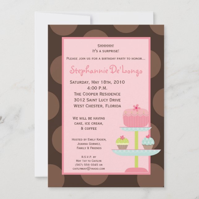 söt för kopptårta för fester 5x7 inbjudan för (Framsida)
