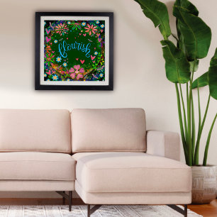 Söt för Rosa av Blommigt för  av blommor och Grönt Poster