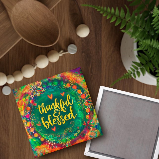 Söt för tacksam och välsignad Blommigt Magnet (Skapare uppladdad)