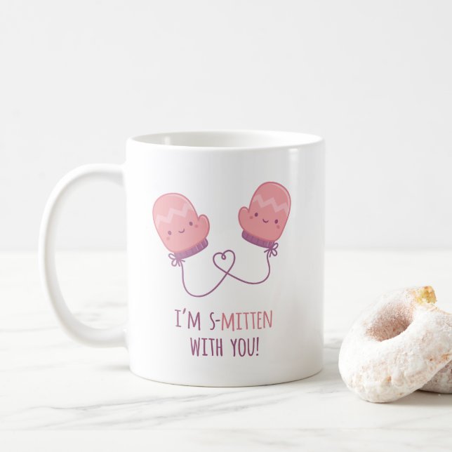Söt Förälskad I Dig Handskes Kärlek Puns Kaffemugg (Med munk)