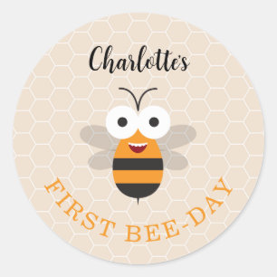 Söt Första Födelsedag 1:a Bee-Dagen Honungsbi Biku Runt Klistermärke