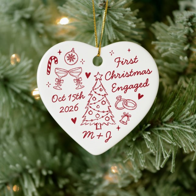 Söt första jul Förlovad Första Bild Julgransprydnad Keramik (Träd)