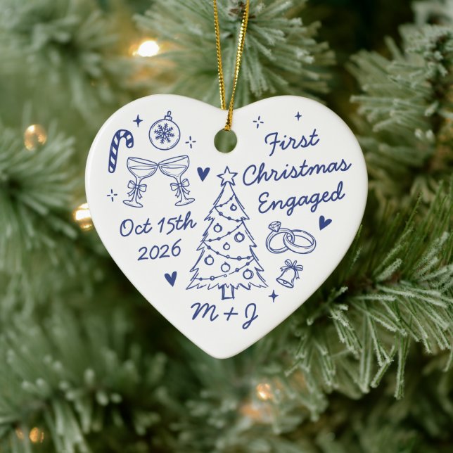 Söt första jul Förlovad Första bilden Julgransprydnad Keramik (Träd)
