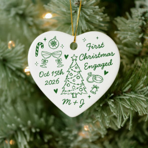 Söt första jul Förlovad Första bilden Julgransprydnad Keramik